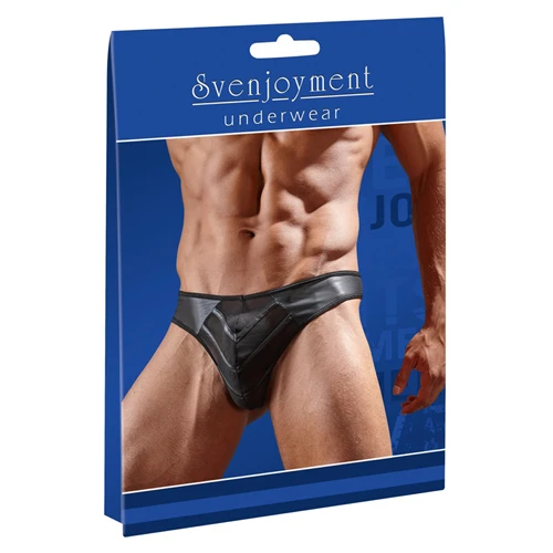 Svenjoyment Underwear Kunstleren String Met Netstof - Zwart 3 Svenjoyment Underwear Kunstleren String Met Netstof - Zwart - Afbeelding 3