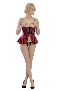 Abierta Fina Korset Met Aangehecht Rokje En Bijpassende String - Rood 9 Abierta Fina Korset Met Aangehecht Rokje En Bijpassende String - Rood -Obsessive Shop 22141723231