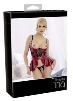 Abierta Fina Korset Met Aangehecht Rokje En Bijpassende String - Rood 11 Abierta Fina Korset Met Aangehecht Rokje En Bijpassende String - Rood -Obsessive Shop 22141723231 6