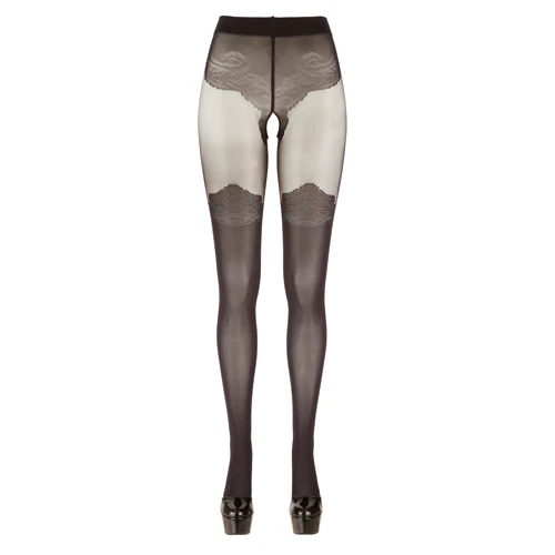 Cottelli Collection Panty Met Kousen Look - Zwart 3 Cottelli Collection Panty Met Kousen Look - Zwart - Afbeelding 3