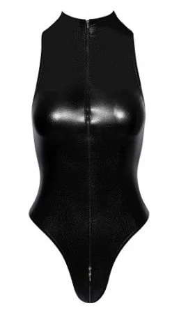 Noir Handmade Wetlook Body Met Slangenprint En Rits - Zwart -Obsessive Shop 26433161021 4