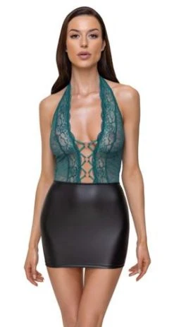 Cottelli Collection Jurk - Zwart & Groenblauw