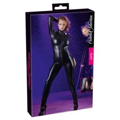 Cottelli Collection Wetlook Catsuit Met Lange Mouwen En Rits - Zwart -Obsessive Shop 27303321011 4