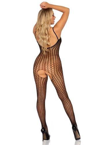 LEG AVENUE Gehaakte Catsuit Met Open Kruisje - Zwart 4 LEG AVENUE Gehaakte Catsuit Met Open Kruisje - Zwart - Afbeelding 4