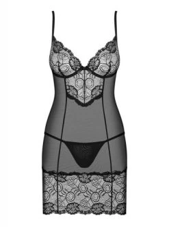 Obsessive Alluria Negligé Met String - Zwart 6 Obsessive Alluria Negligé Met String - Zwart -Obsessive Shop OBS2936