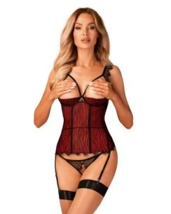 Obsessive Denissa Corset And Thong - Red